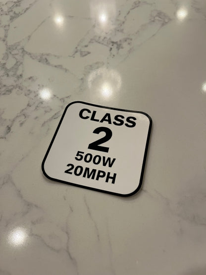 Class 2 E-Bike Stickers